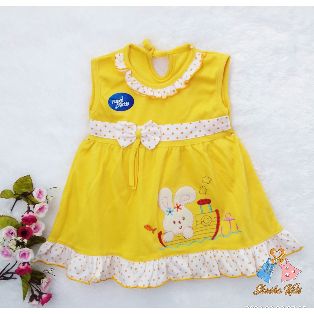 [L-019] Baju Bayi Perempuan /Dress Bayi Perempuan Planet Kids  cantik Murah 0-6 bln