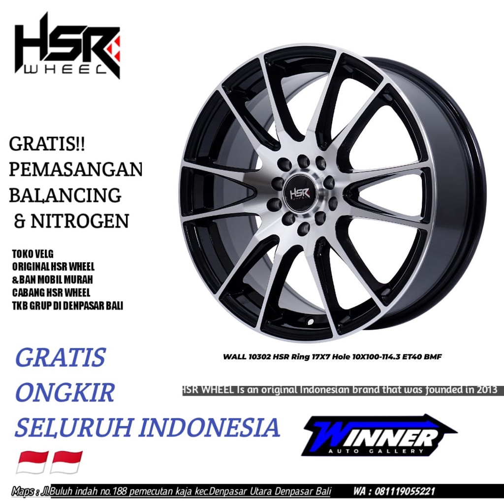 Velg Mobil Sienta Ertiga Biante Ring 17 Velg Racing HSR Wheel Black Polish