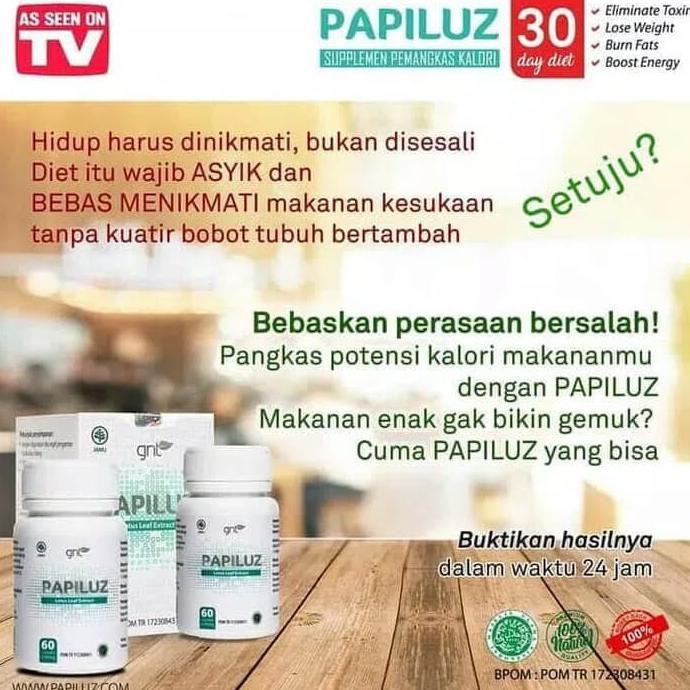 Terlaris Diet Sehat Papiluz 100% Asli..By Gnt Fiber..Papilus Isi 60Tab #001