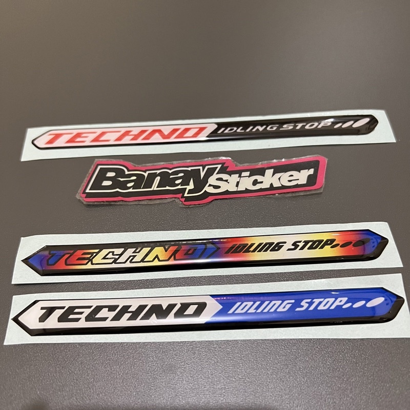 STICKER STIKER EMBLEM TECHNO IDLING STOP TIMBUL