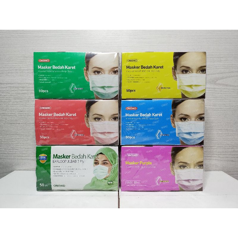 masker bedah karet onemed isi 50pcs