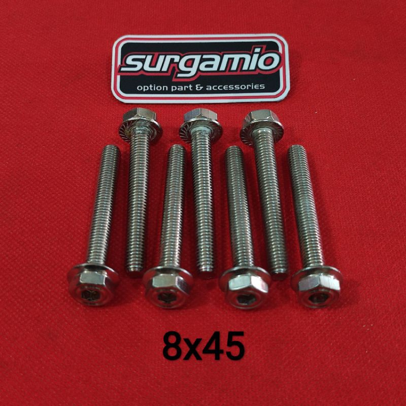 Baut probolt stainless 2kunci 8x45 kunci L6 baut drat 12 panjang 4.5cm