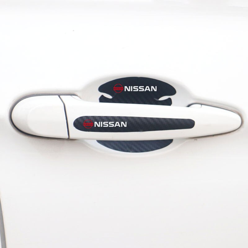 Nissan 8Pcs Stiker Pelindung Handle Pintu Mobil Bahan Karbon Fiber Untuk Xtrail March Terrano Gtr Livina Serena Juke Skyline t31 t30