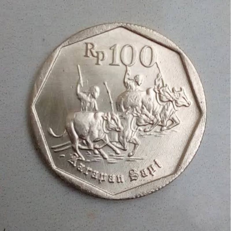 UANG KUNO KOIN 100 RUPIAH KARAPAN SAPI EMISI 1991, 1993 - 1998