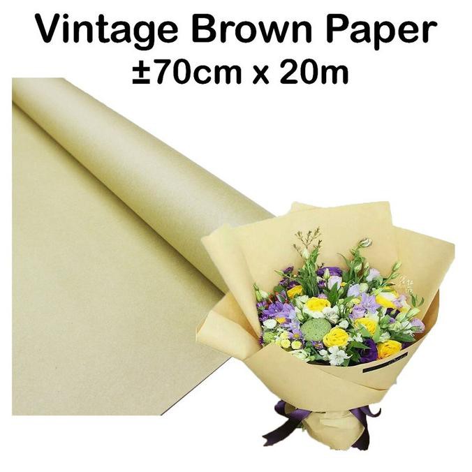 

Vintage Brown Paper Roll 70Cm X 20M - Kertas Samson - Flower Wrapping Patio789