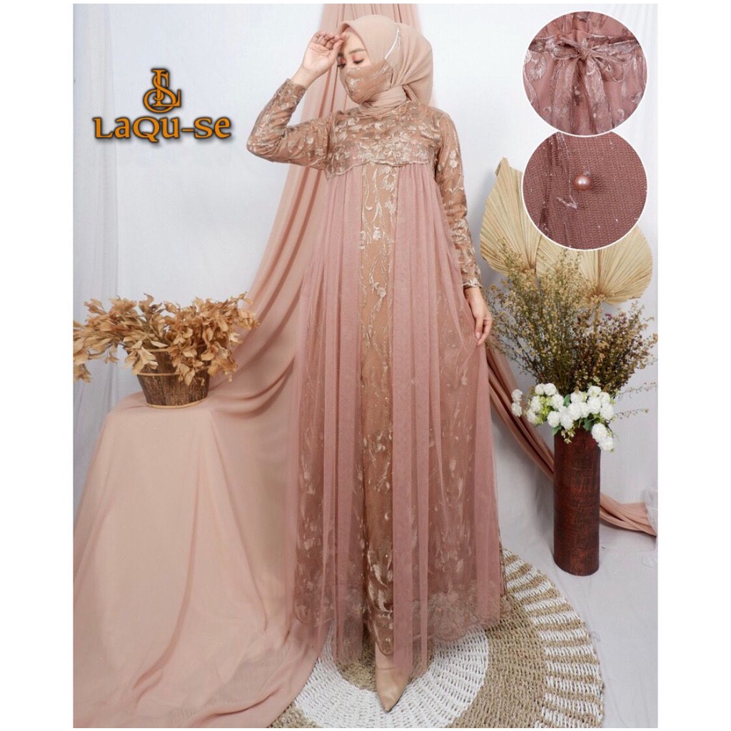 Gamis Kebaya Tulle Mutiara Mix Tutu Gaun Outfit Kondangan Dress Pesta Wisuda Wanita By Laquse_kebaya2