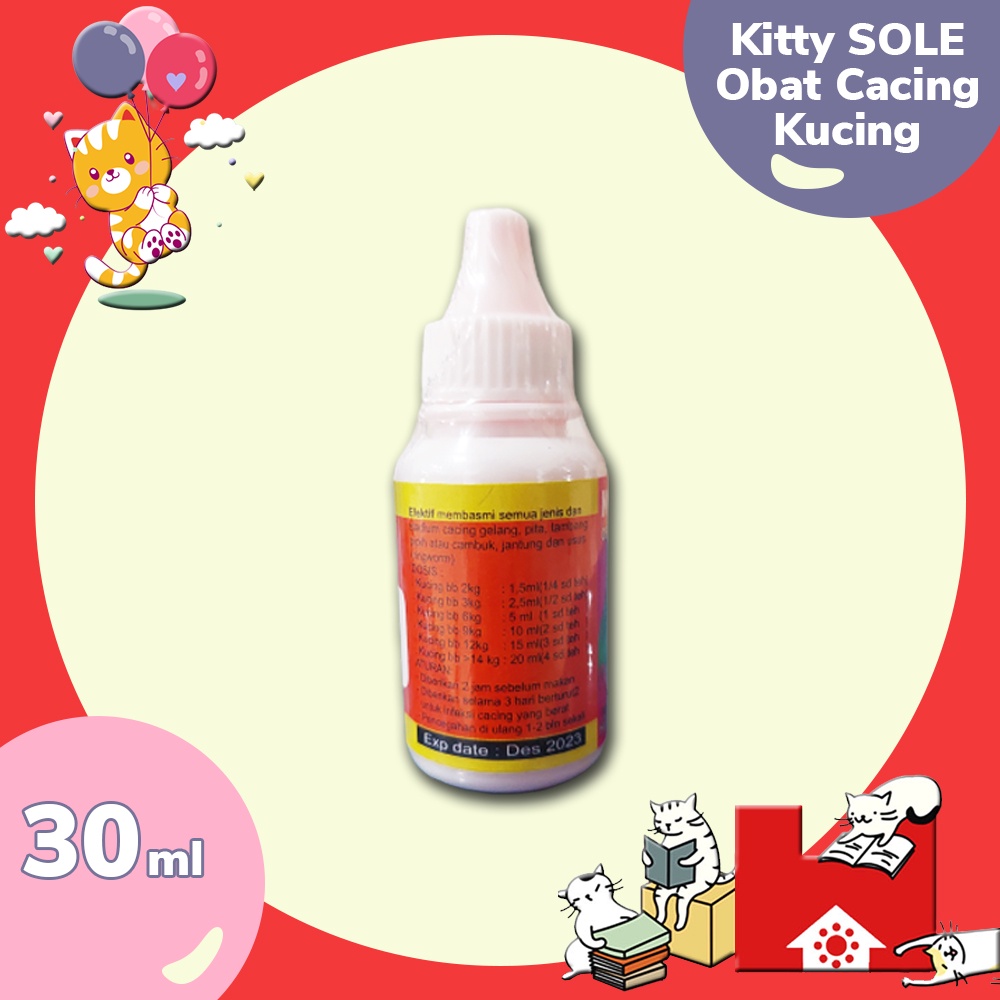 KITTYSOLE drops 30ml - Obat cacing kucing anjing kitty sole 30 ml