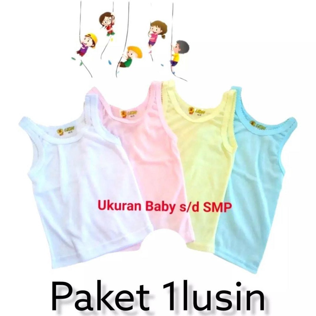 ISI 12 PC  0-8 TAHUN SINGLET ANAK 1 LUSIN singlet anak perempuan kaos dalam bayi 1 lusin kaos single
