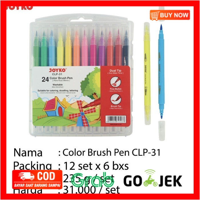 

(BISA COD) Color brush pen joyko clp 31 24warna