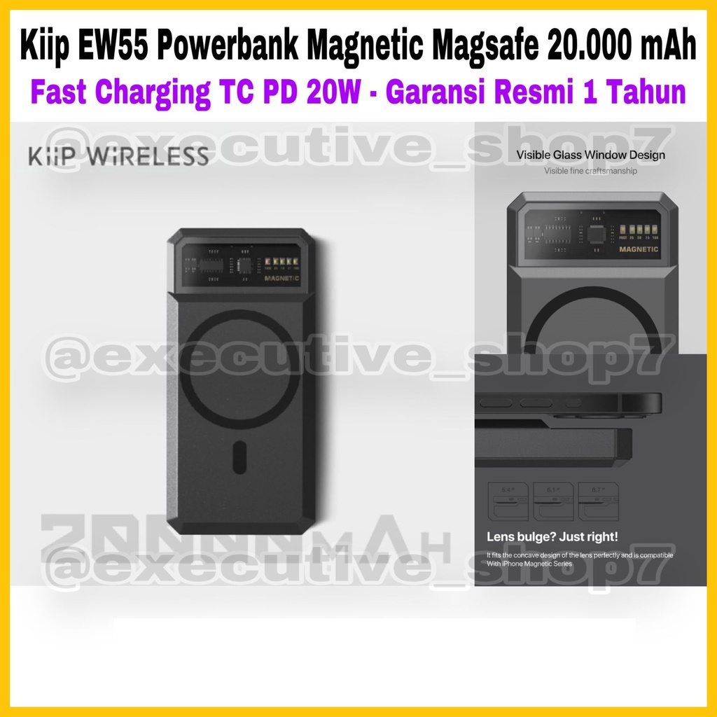 Kiip EW55 Powerbank Magnetic Magsafe 20.000 mAh Fast Charging TC PD 20W