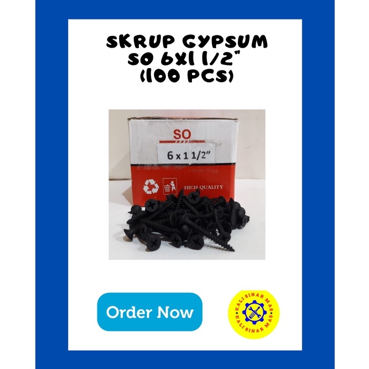 Sekrup Gipsum - Skrup Gypsum Merk So 6x1 1/2in 100 Pcs