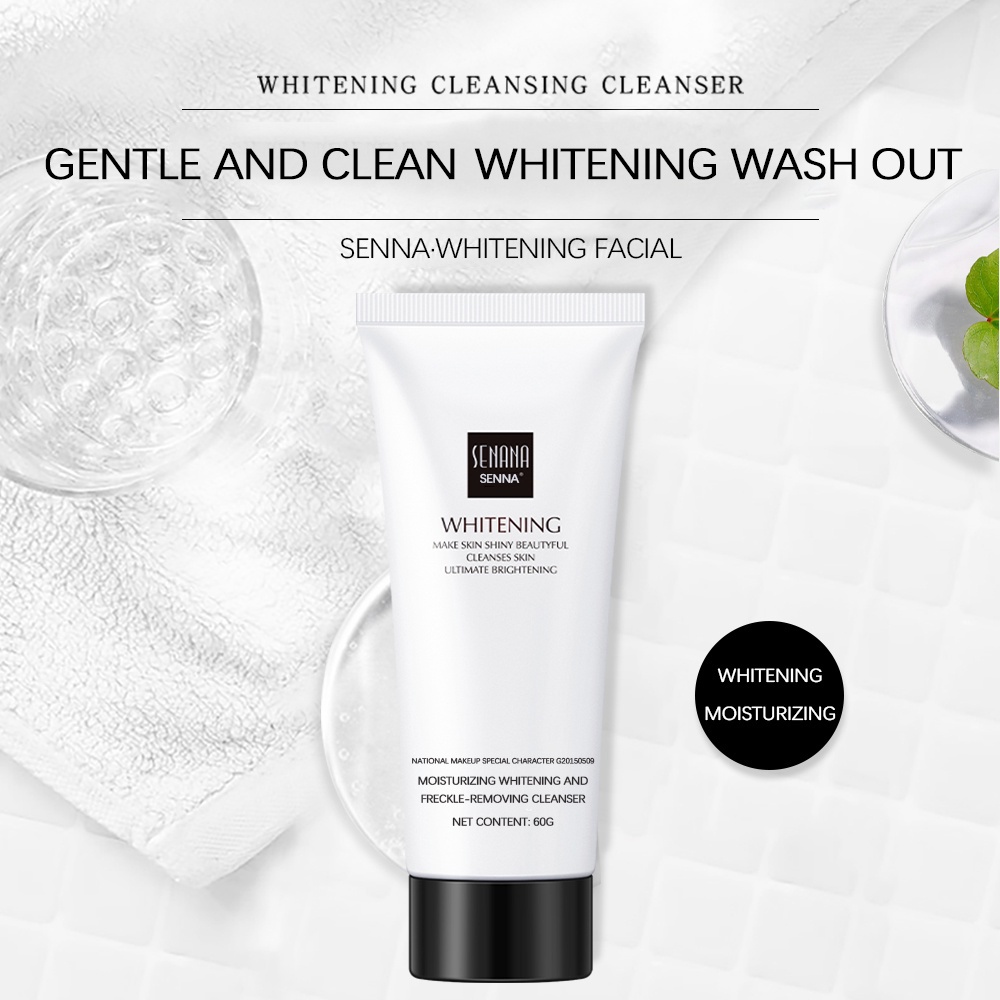 Senana Facial Wash whitening facial cleanser  Kolagen Pembersih Wajah Pembersih Minyak Penghilang Jerawat Bergizi Pelembab Pemutih Perawatan Kulit Wajah 60G