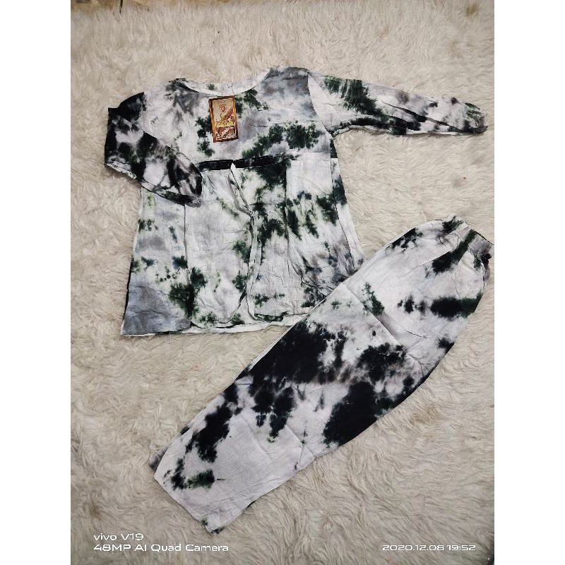 SETELAN TIE DYE ANAK TALI SERUT 2 WARNA/ ONE SET  ANAK USIA  6-7 TH