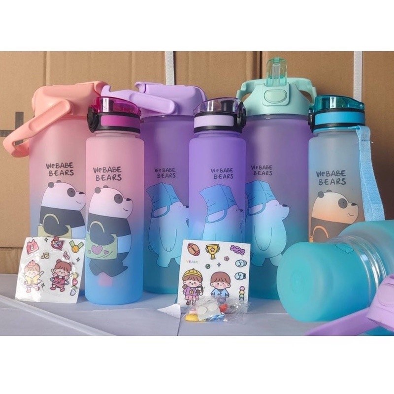 2IN1 - BOTOL WEBABE BEARS BERANAK SET DAPAT 2 BOTOL 2LT + 1 LT AIR MINUM VIRAL AUREL STIKER GRADASI PAKET HEMAT HARGA PAHE MURAH