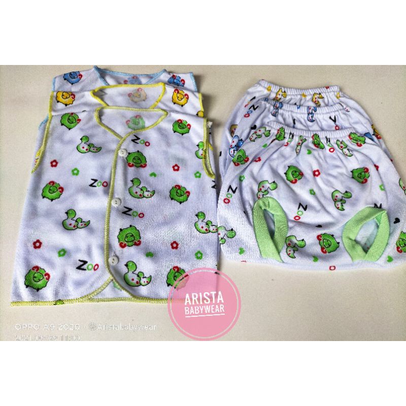 PAKET 18PCS/9STEL BAJU+CELANA BAYI PUTIH, MOTIF BEBEK