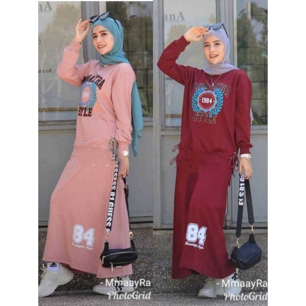 Baju Setelan Wanita Dewasa Kekinian Terbaru 2022 Bhn Babyteri Allsize Ld106 SETELAN ROK MUSLIM WANIT