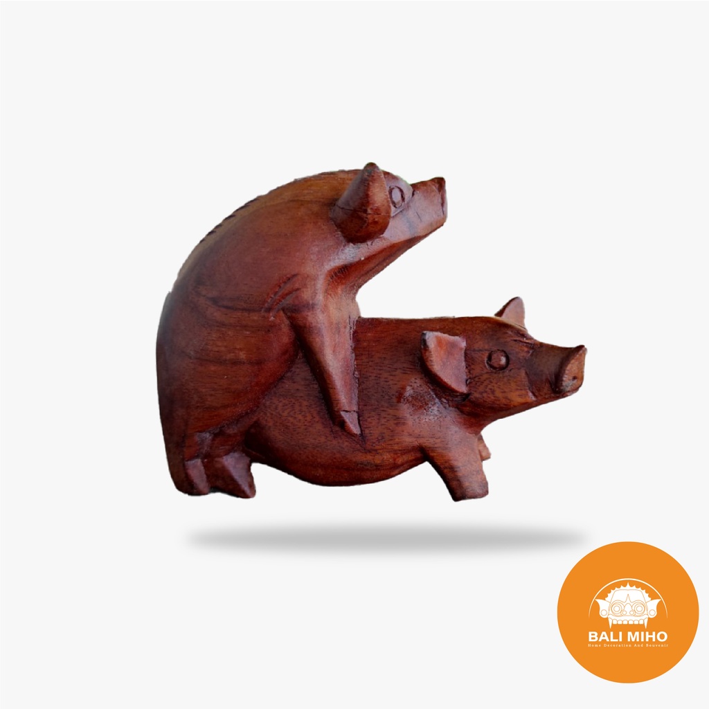 Patung Babi Ngepet - Patung Babi Kayu - Pig Statue - Stuffed Pig - Patung Binatang - Patung Kayu - Patung Unik - Patung Babi Berdua - Patung Hewan Unik - Dekorasi - Patung Dekorasi - Patung Babi Lucu-3