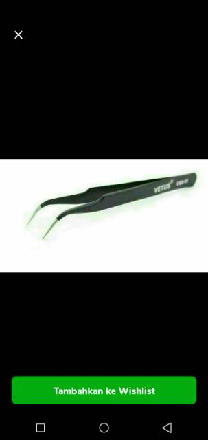 tweezers vetus esd15 model bengkok jual per/1pak isi 10pcs pinset