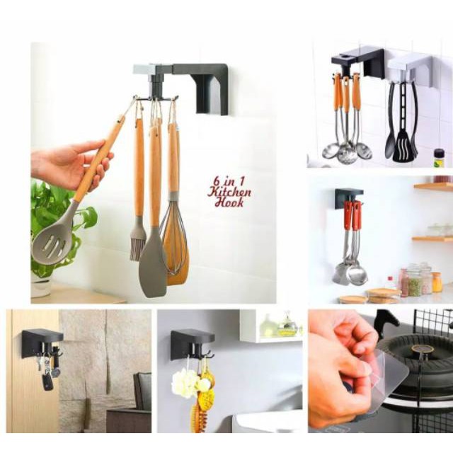 IKILOSHOP KRH6 Kitchen Rak Hook Putar Tempat Sutil Gantungan Kunci Serbaguna