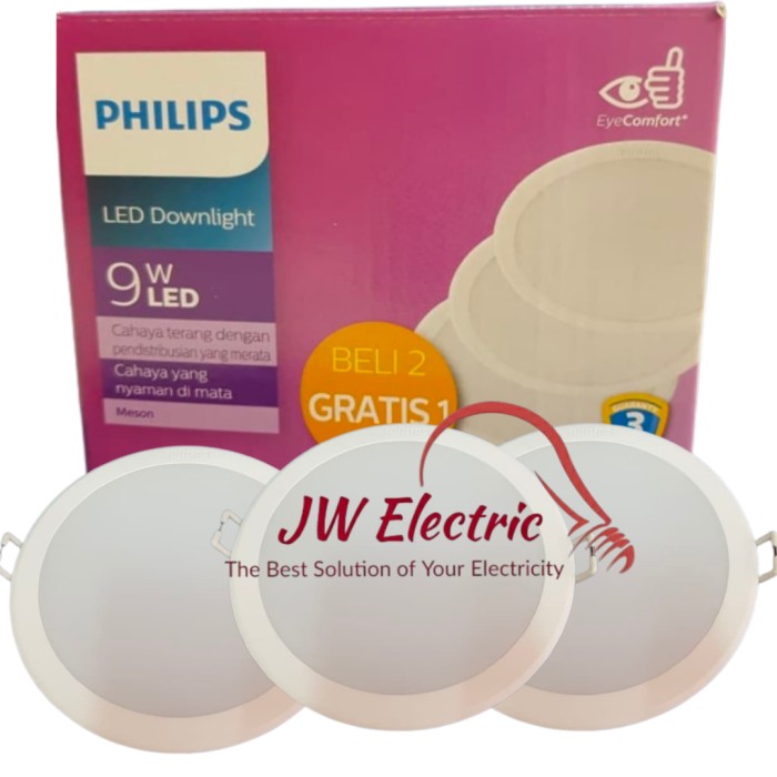 DOWNLIGHT LED PHILIPS MESON MULTIPACK / PAKETAN 9 WATT COOL DAYLIGHT