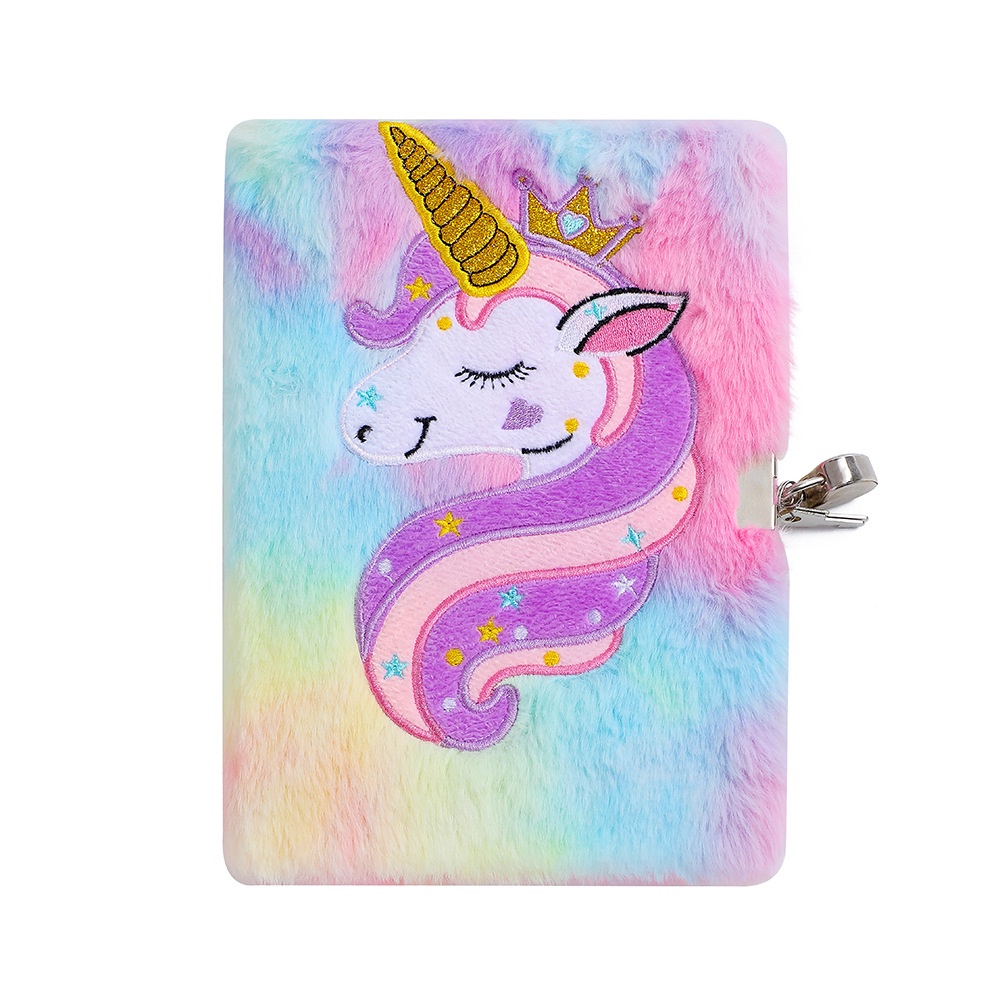 Buku Tulis Unicorn Gembok Motif Tanduk Glitter Notebook Unicorn Bulu Tanduk A5 Kado Ultah Anak Perempuan import Berkualitas