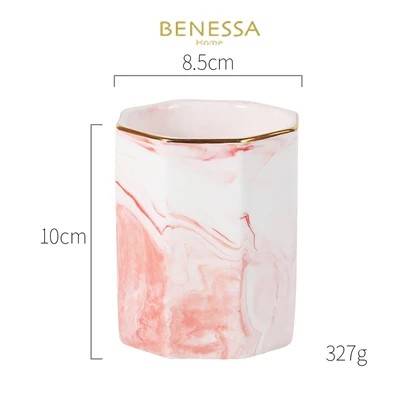 Brush Holder Ceramic Marble Rectangle Tempat Brush Tempat Kuas Makeup Brush Organizer Pen Holder Marble