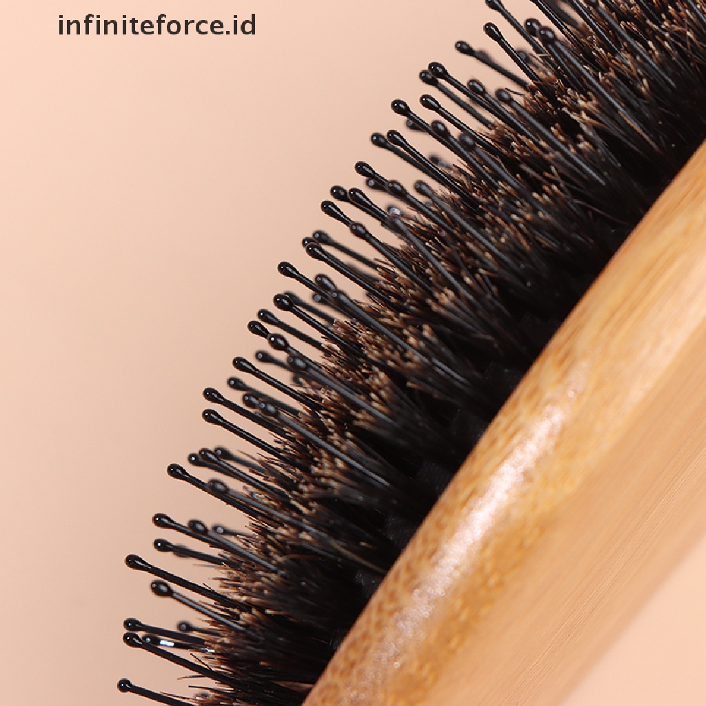 (Infiniteforce.Id) Sisir Bristle Pelurus Jenggot Gagang Kayu