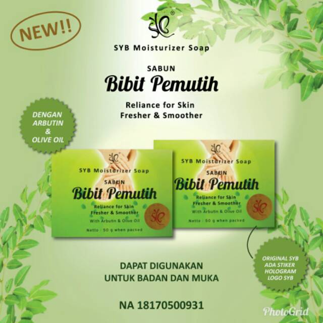 SABUN BIBIT PEMUTIH SYB BPOM - SYB SOAP ORIGINAL - SABUN PEMUTIH BADAN