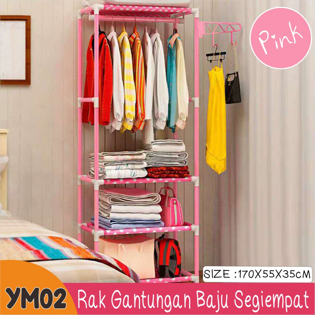 PROMO MURAH Stand Hanger Baju Rak Serbaguna Dengan 4 Roda SQUARE/TRIANGLE LEMARI PAKAIAN