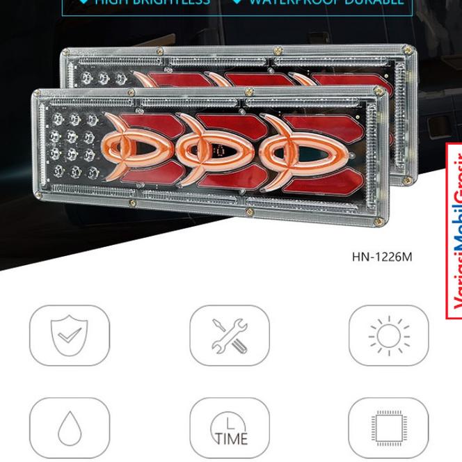 Lampu Stoplamp Led Running 3 Oval Rem Mobil Truk Canter 40 Cm 24 Volt