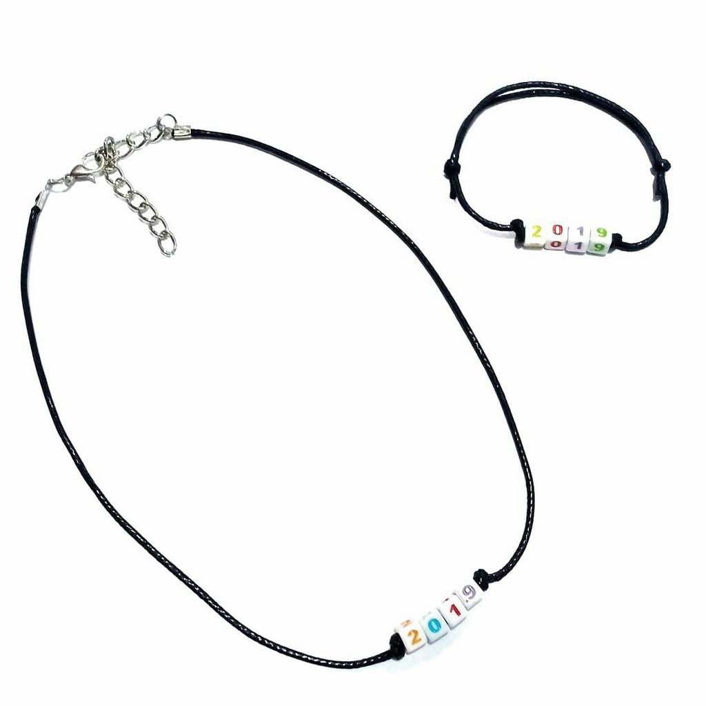 Paket Kalung dan Gelang Angka Candy Putih / White Candy Number - Custom