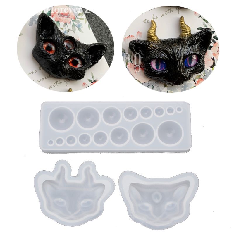 SIY  Cute Cartoon Cat Eye Silicone Resin Molds Kit Epoxy Resin Casting Jewelry Tools