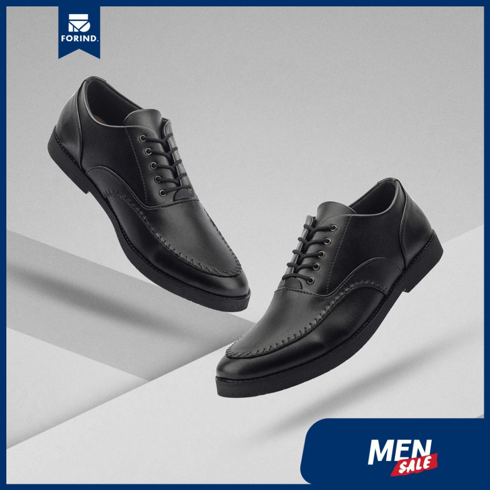 Bolton Black | Sepatu Pantofel Hitam Pria Casual Kerja Cowok Kantor Pantofel Laki | FORIND x Giant Flames