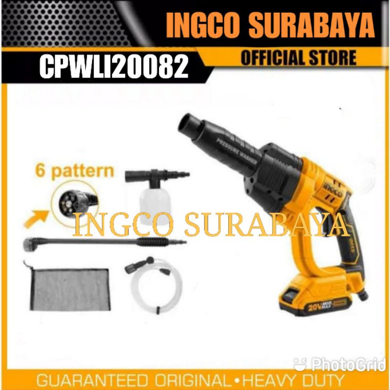 INGCO CPWLI20082 MESIN JET CLEANER CORDLESS ALAT CUCI STEAM MOBIL SEPEDA MOTOR BATERAI