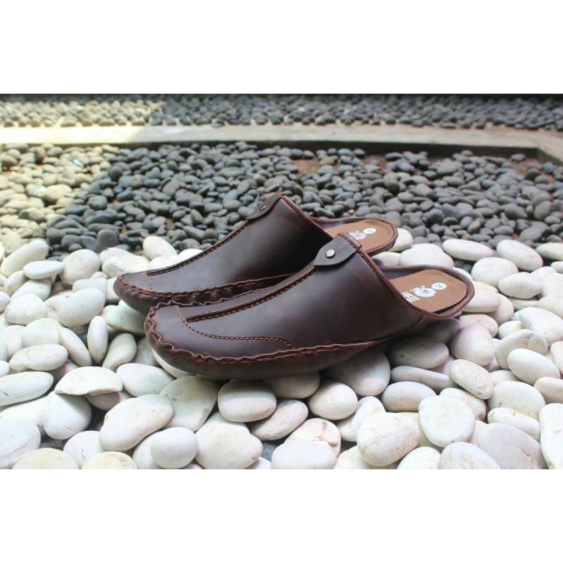 COD TERLARIS- SEPATU SLOP KULIT ASLI ! BLACKMASTER BUSTONG Slop Original CH1