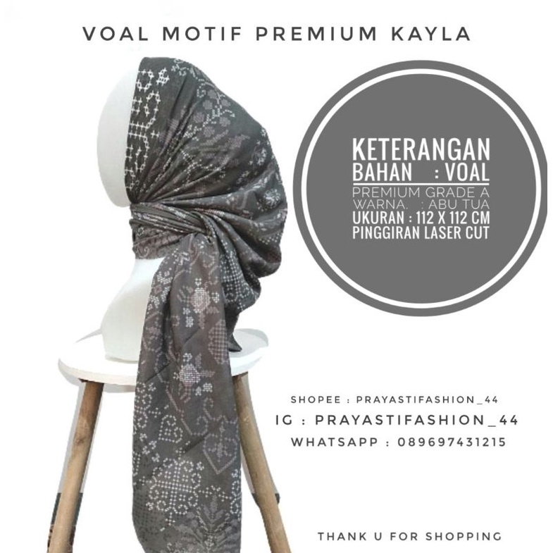 Voal Motif Premium Kayla segiempat / Hijab motif / Hijab segiempat / Hijab modern / Fashion wanita t