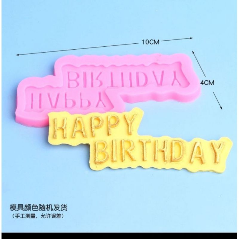 CETAKAN SILICONE COKLAT FONDANT PUDING &quot;HAPPY BIRTHDAY&quot; FOODGRADE