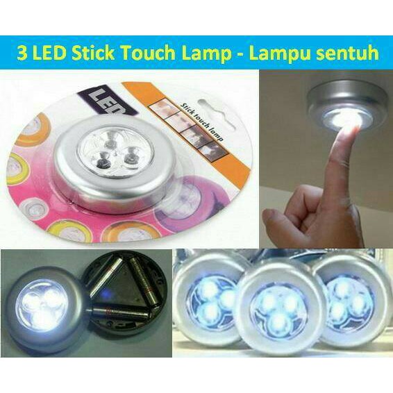 Lampu Darurat Tempel dan Tekan (Stick and Click) - 3 LED Touch Lamp