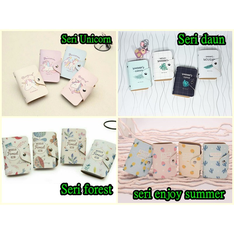 DOMPET KARTU KANCING IMPORT SUMMER FRUITS FOREST 20 SLOT