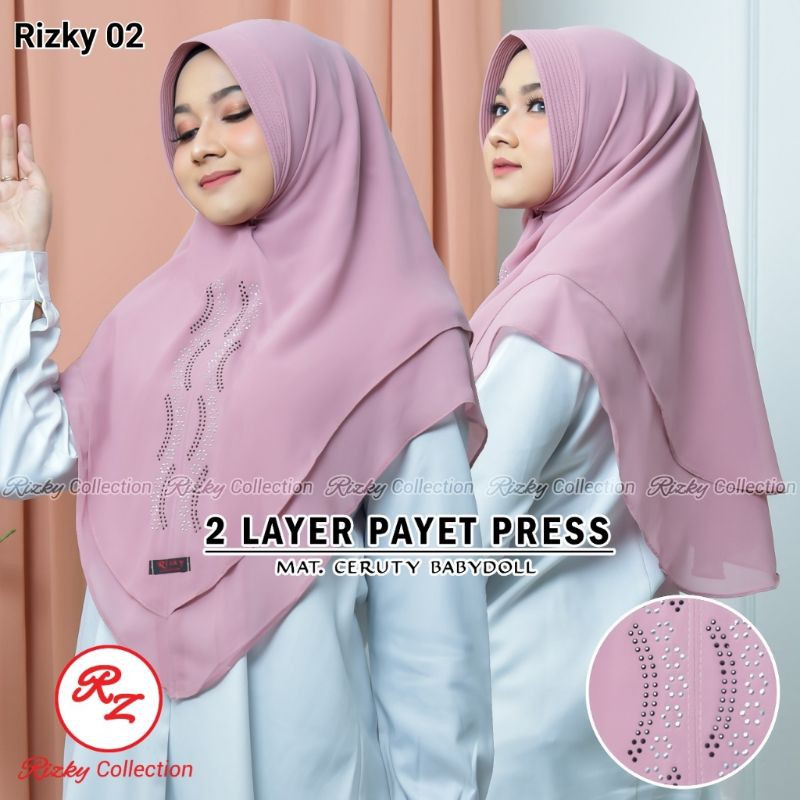 Original RIZKY PAYET 02 Hijab Instan Ceruty Babydoll Hijab Instan Dua Layer