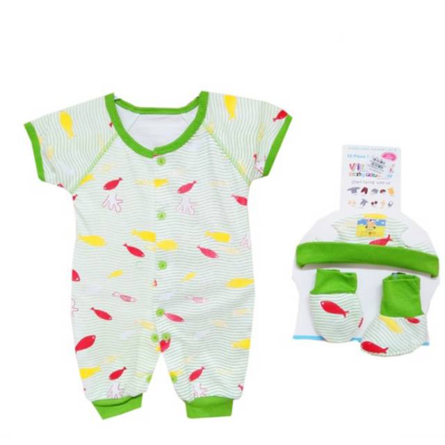 Baju Bayi Jumper Set Fish - Set Sepatu Bayi Jumper - Baby Jumpsuit bayi vinata