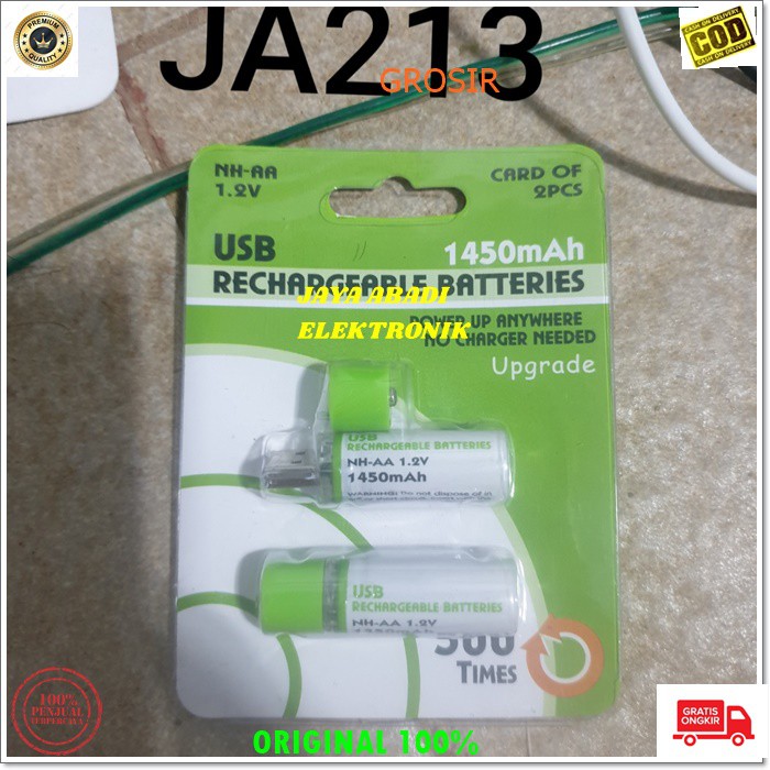 J213 ORIGINAL BATERAI USB AA A2 1450 MAH SEPASANG DUA BATERY BATERE BATERRY BATU CASAN BATRE ELEKTRIK ELEKTRONIK USB BATERAI A2 CHARGER RECHARGEABLE BATTERY UNIVERSAL MULTIFUNGSI HARGA SEPASANG LEBIH HEMAT DENGAN TEKNOLOGI BARU SUPER PRAKTIS DAN CANGGIH