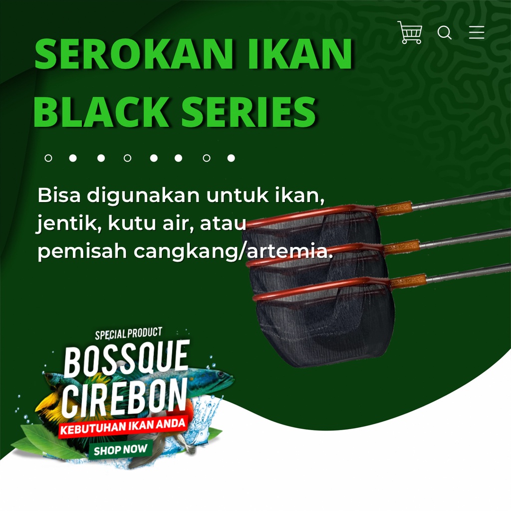 Serokan Ikan Cupang Black Stainless Kotak  Mental Stick Seser Kutir Encu Cangkang Artemia Exclussive