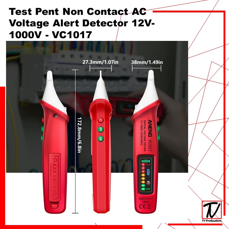 Test Pen Non Contact AC Voltage Alert Detector 12V-1000V - VC1017 Alat Penguji Tegangan Listrik COD