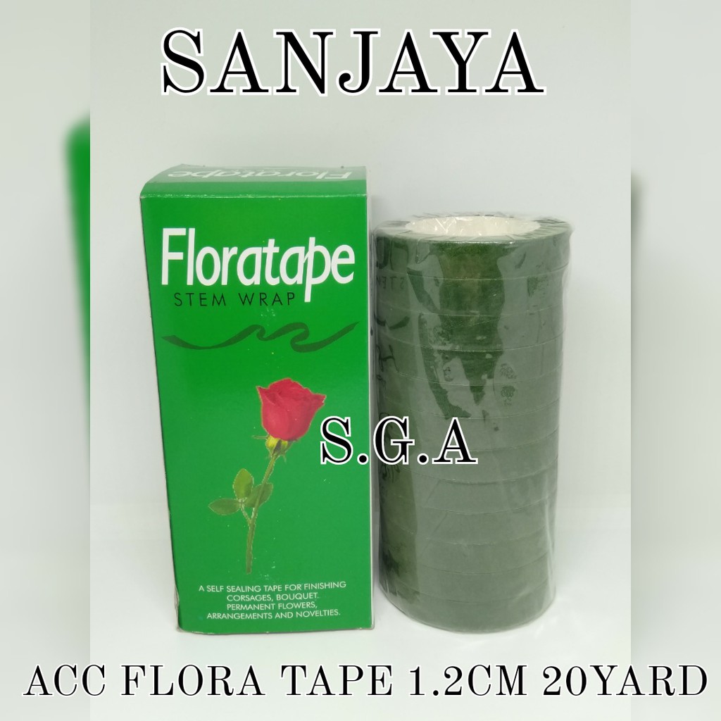 SELOTIP TANGKAI BUNGA / SOLASI BUNGA / FLORATIP / TAPE BUNGA / ACC FLORA TAPE 1.2CM 20YD