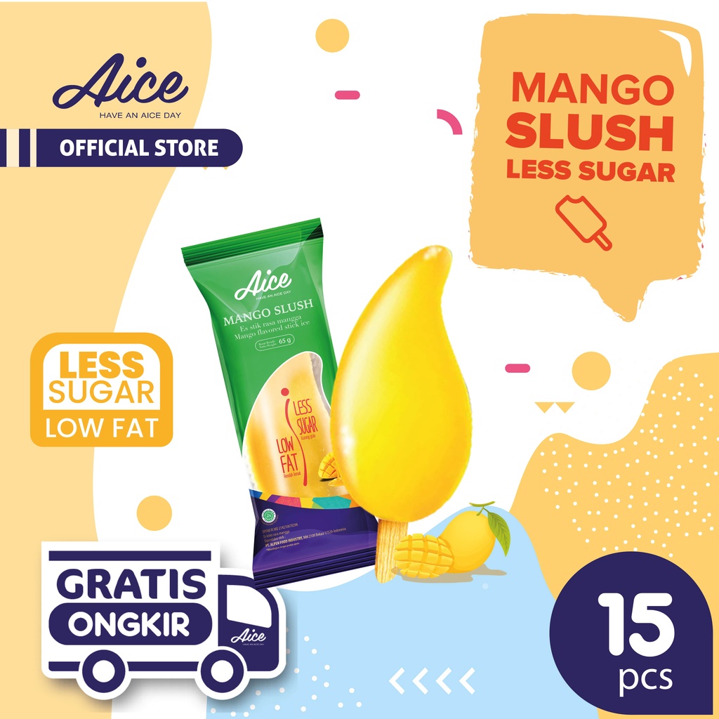 Aice Ice Cream Mango Less Sugar Es Krim 15pcs