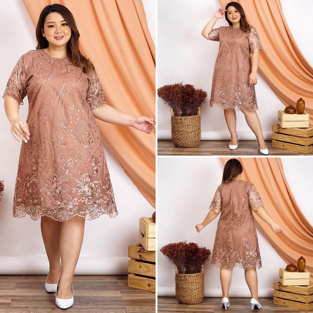 Dress Tile XXL Bigsize Jumbo Brukat Tile Bordir Gliter Mutiara Tulle Tille XXXL Dres Pesta