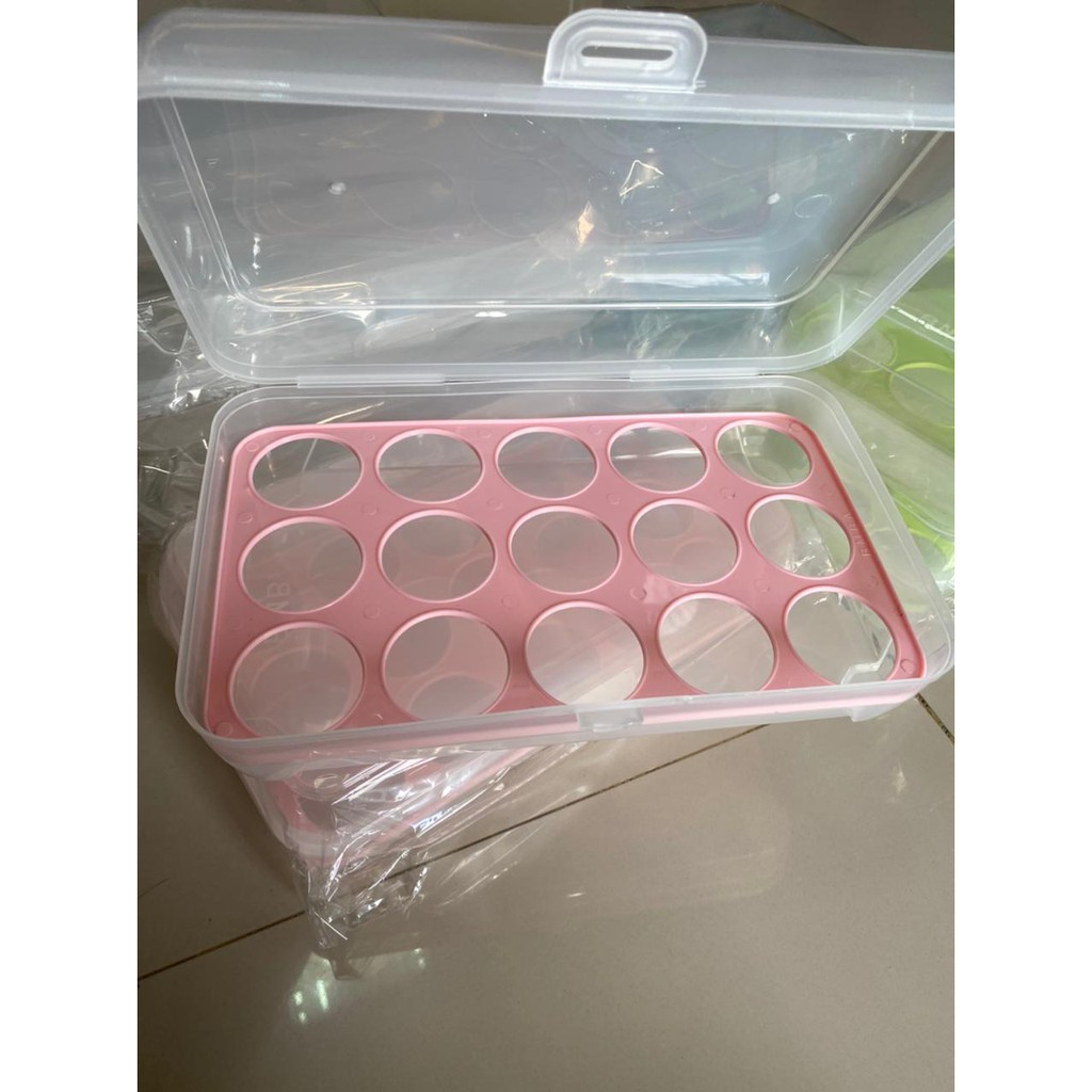 Kotak Telur Portable / Box telur / egg Box / egg organizer 15 sekat serbaguna