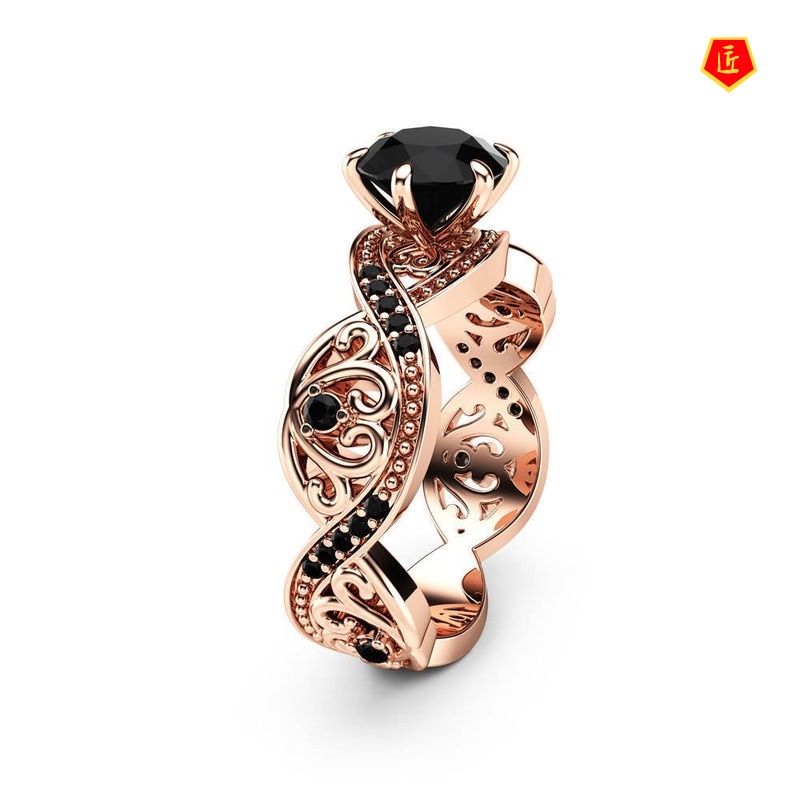 [Ready Stock]Fashion Elegant Rose Gold Diamond Ruby Ring for Women