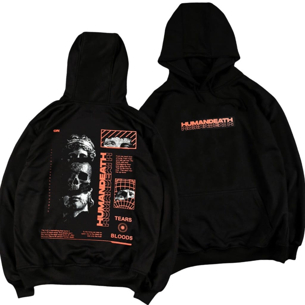 Jaket Pria Hoodie Pria Distro Bgoods Black Disorder Bahan Katun Tebal